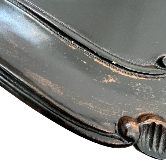 VINTAGE ITALIAN BROWN WOOD HANDLED TRAY WITH ACANTHUS LEAF & SCROLL DECORATION - Picture 7 of 15